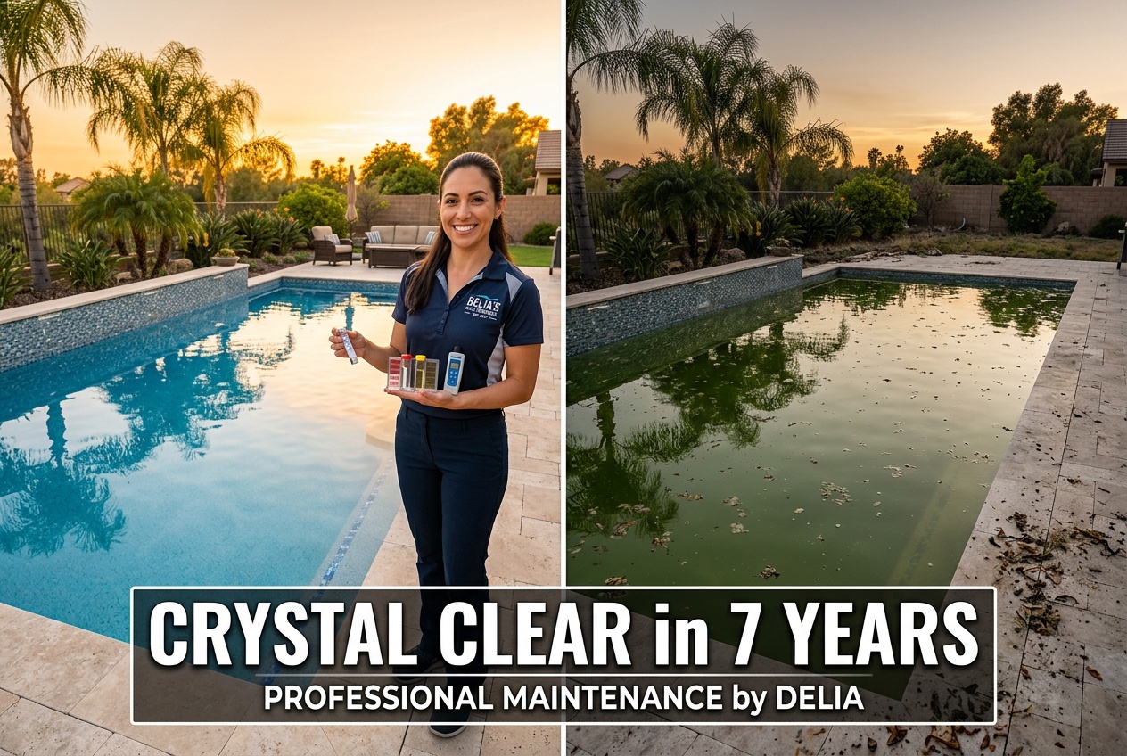Crystal-clear backyard swimming pool maintained by Clearwave Pool Service in Tampa, Florida