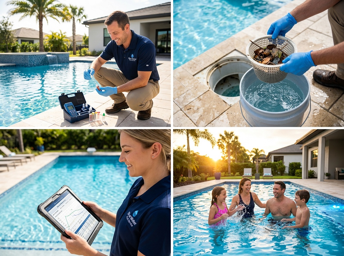 Clearwave technician testing pool water chemistry