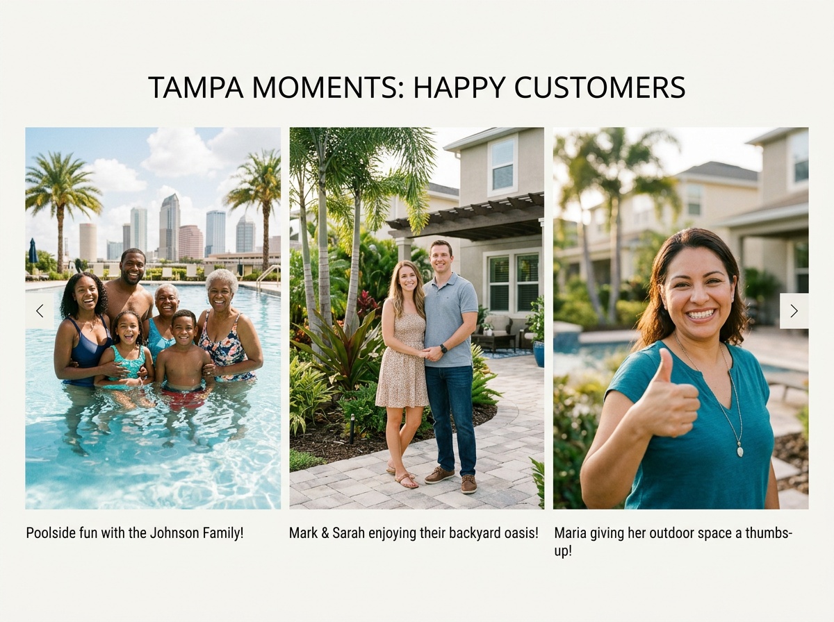 Evening shot of a Tampa pool with sparkling clear water